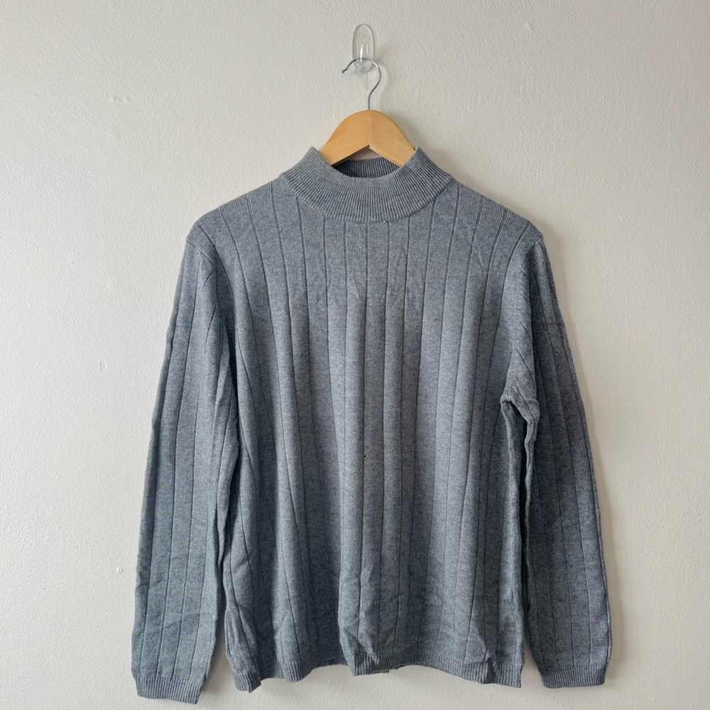 Vintage 90s Anna Gray Silk Cashmere Blend Mock Neck Sweater Gray Size L